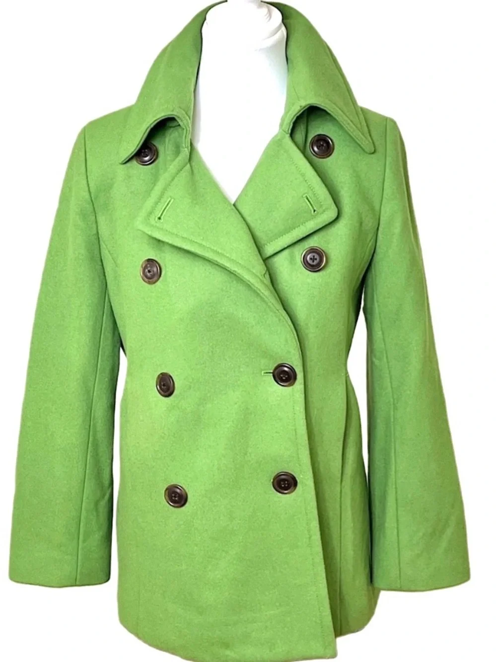 J.Crew Vintage Wool Thinsulate Pea Coat Jacket Size S Bright Green